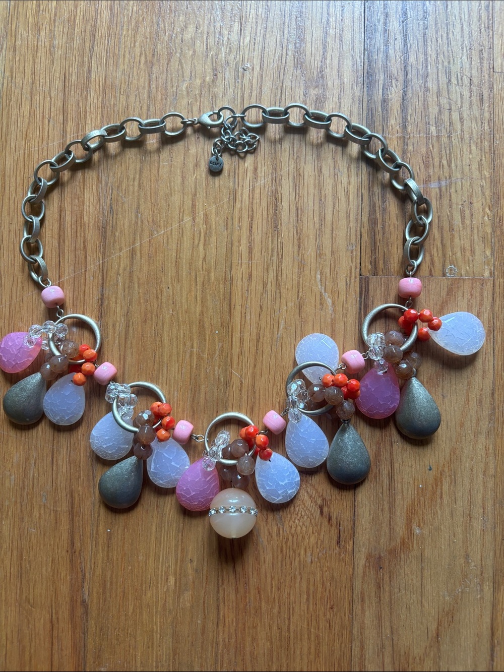Statement Pink Multicolor Teardrop Charm Necklace